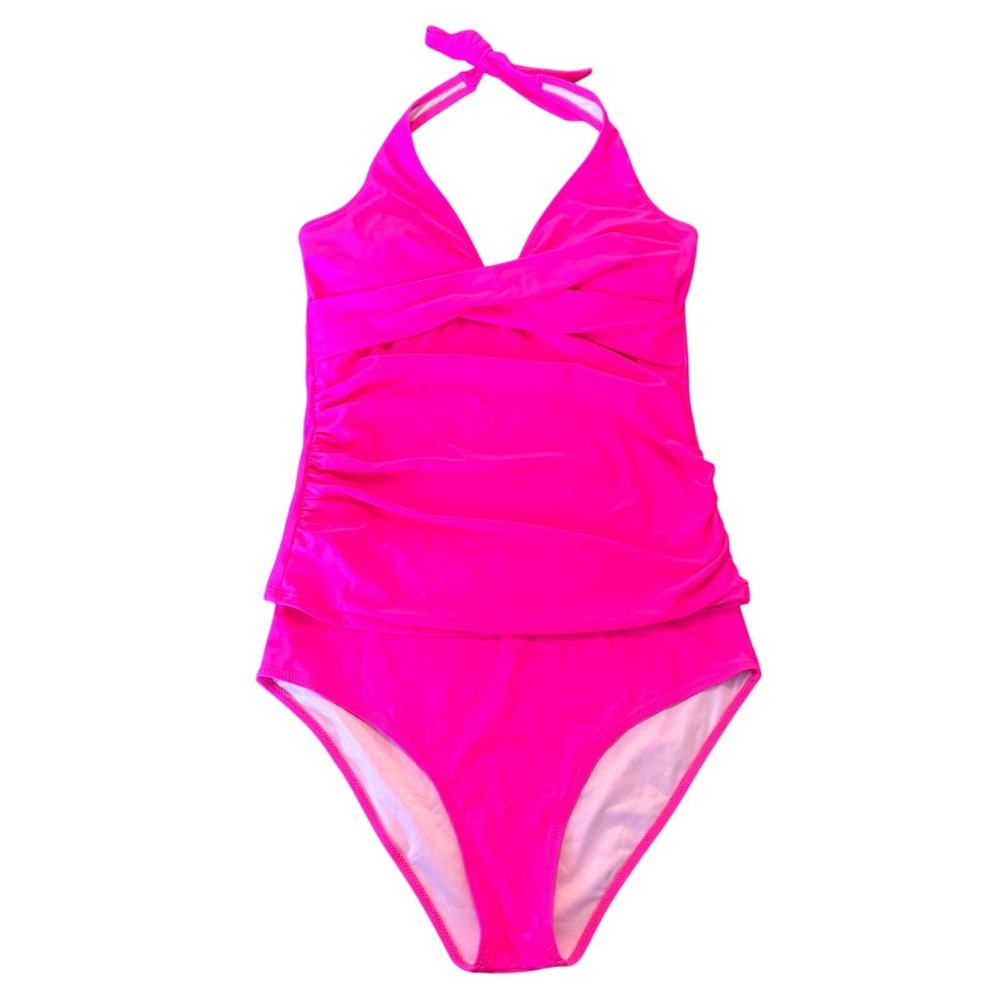 Hot Pink Two Piece Tankini Swimsuit‎ Bathing Suit Size Large NWOT